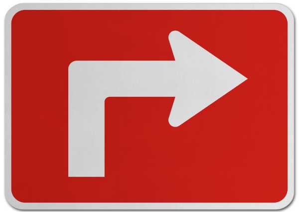 Right Advance Turn (Auxiliary) Sign