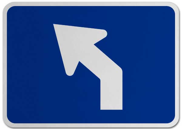Left Advance Angle Turn (Auxiliary) Sign