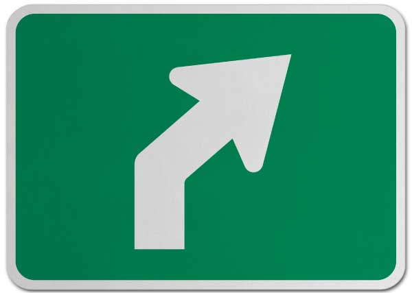 Right Advance Angle Turn (Auxiliary) Sign