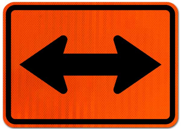 Two Direction Left/Right Turn Arrow (Auxiliary) Sign