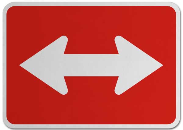 Two Direction Left/Right Turn Arrow (Auxiliary) Sign