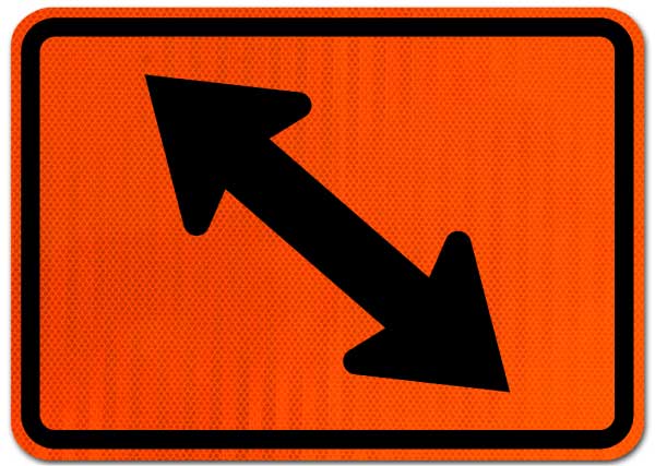Left Two-Direction Diagonal Turn Arrow (Auxiliary) Sign