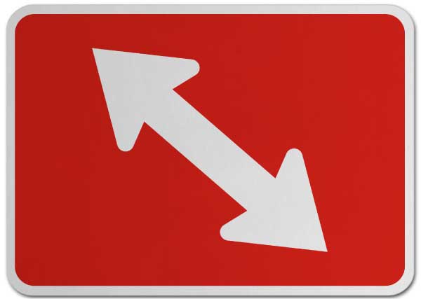 Left Two-Direction Diagonal Turn Arrow (Auxiliary) Sign