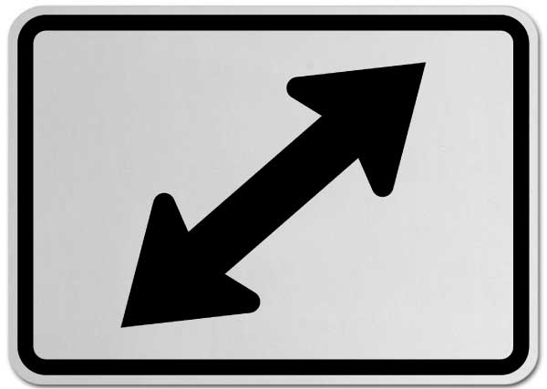 Right Two-Direction Diagonal Turn Arrow (Auxiliary) Sign