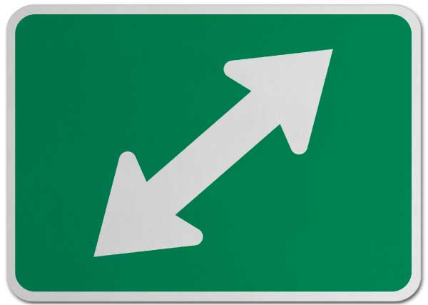 Right Two-Direction Diagonal Turn Arrow (Auxiliary) Sign