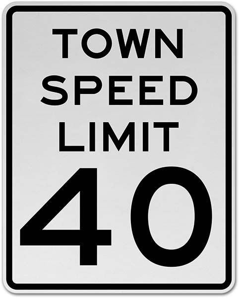 Town Speed Limit 40 MPH Sign