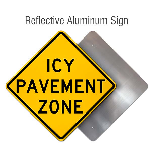 Icy Pavement Zone Sign