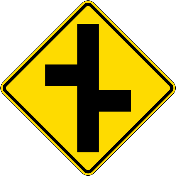 Offset Side Road Right Sign