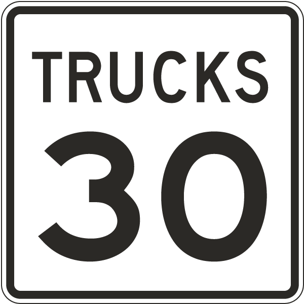 Trucks Speed Limit 30 MPH Sign