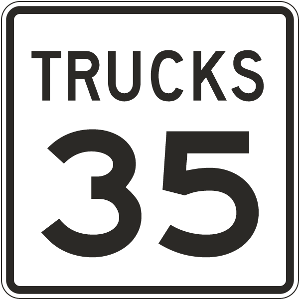 Trucks Speed Limit 35 MPH Sign