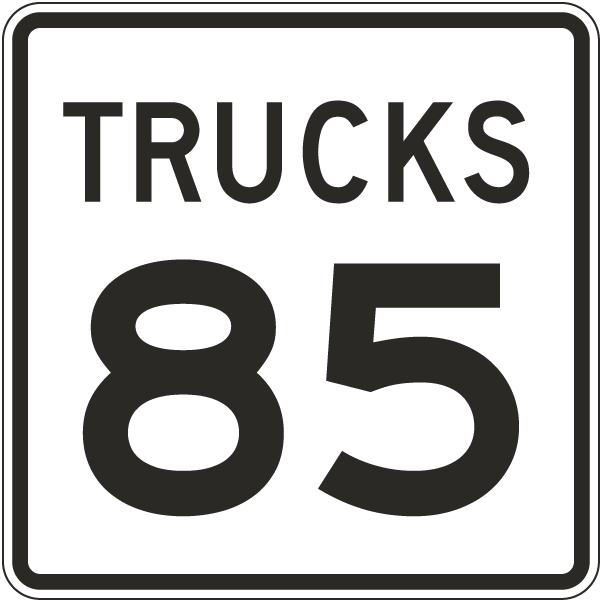 Trucks Speed Limit 85 MPH Sign