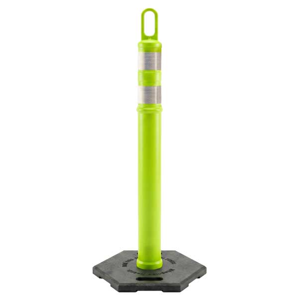 42” Lime Delineator Post with 2 Reflective Bands + 12 lb. Base
