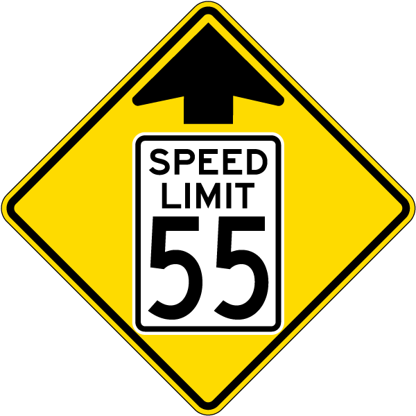 Reduced Speed Limit 55 MPH Sign