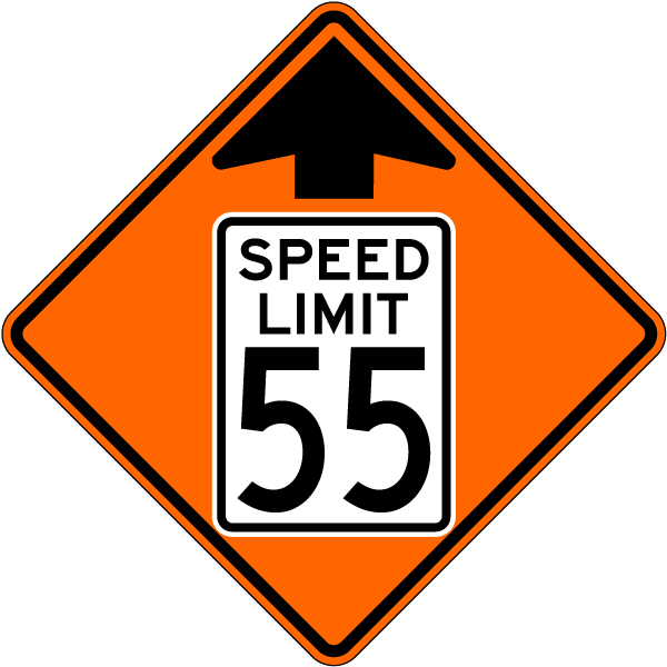 Reduced Speed Limit 55 MPH Sign