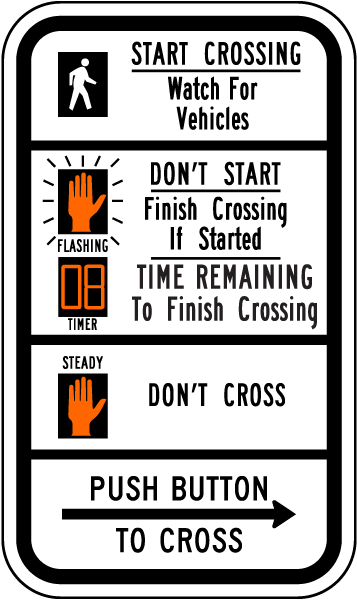 Push Button To Cross Pedestrian Crossing Sign