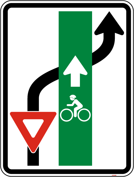 Yield To Bikes When Getting Into Right Turn Lane Sign