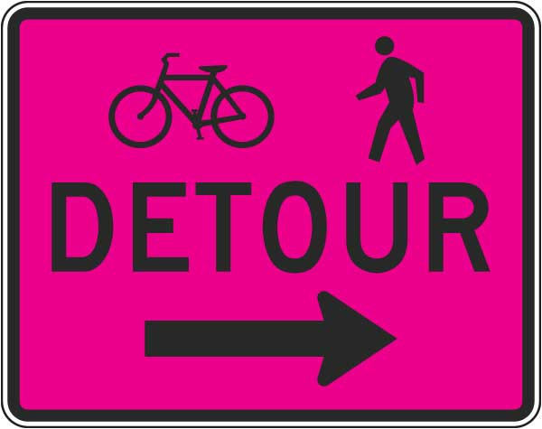 Bike / Pedestrian Detour Sign (Right Arrow)