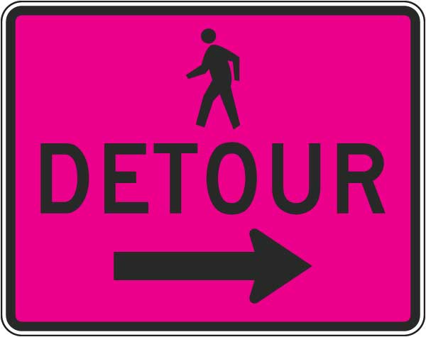 Pedestrian Detour Sign (Right Arrow)