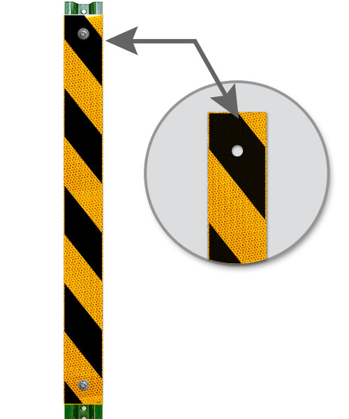 Yellow / Black Striped Reflective U-Channel Post Panel
