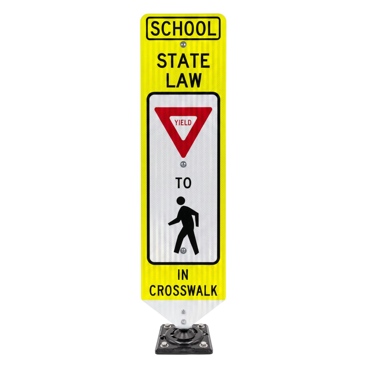 School Yield To Pedestrians In-Street Sign with Fixed Base