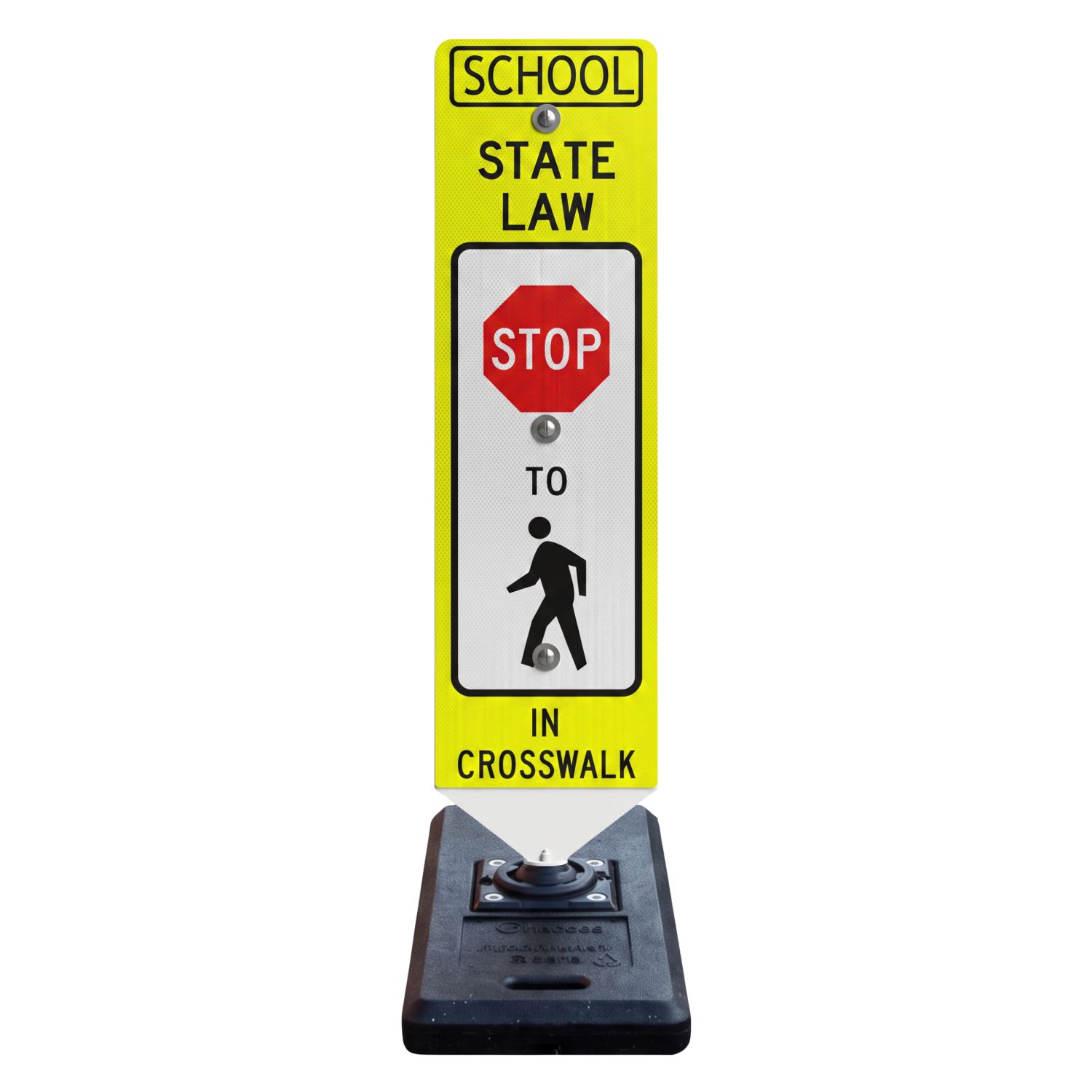 School Stop For Pedestrians In-Street Sign with Portable Base