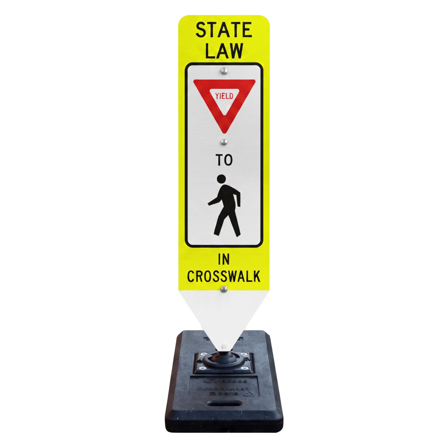 Yield To Pedestrians In-Street Sign with Portable Base