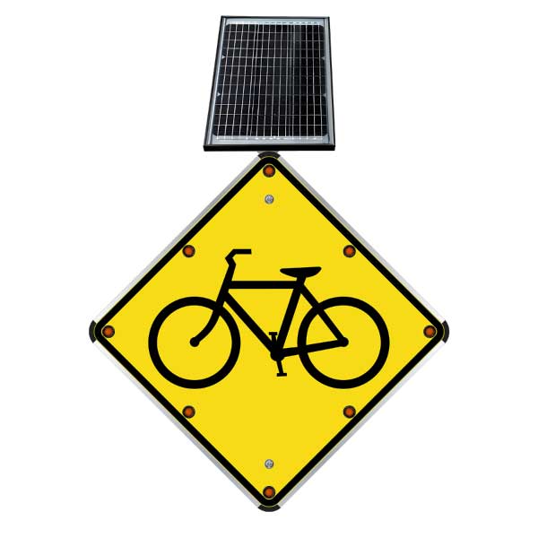 LED Solar Bicycle Traffic Warning Sign