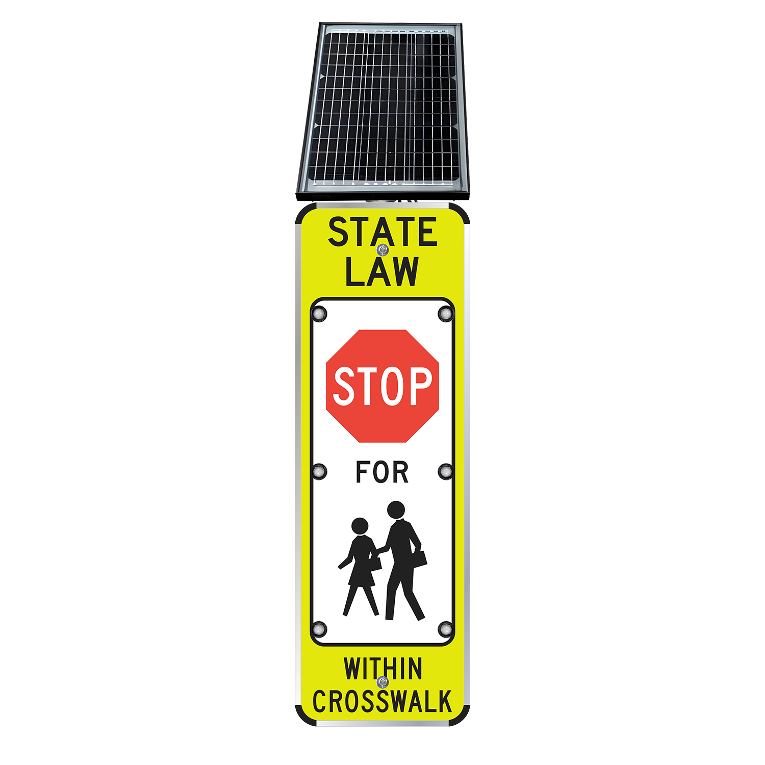LED Solar State Law Stop For Pedestrian In Crosswalk Sign