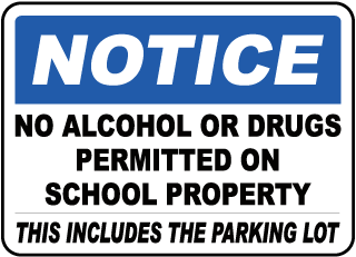 No Alcohol or Drugs Permitted Sign