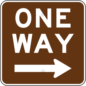 Right Directional One Way Campground Sign