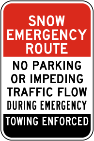 Snow Emergency Route No Parking Sign