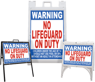 California Warning No Lifeguard On Duty Sandwich Board