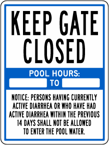 California Keep Gate Closed Pool Rules Sign