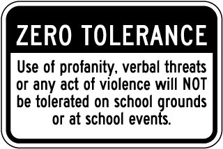 Zero Tolerance Of Violence Sign