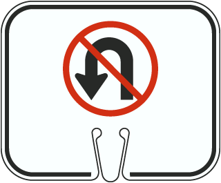 No U Turn Cone Sign