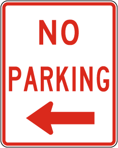 Texas No Parking to the Left Sign