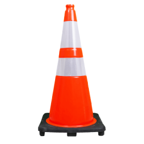 28" Performance Orange Traffic Cone, 10lbs Black Base & HIP Reflective Bands