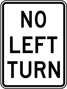No Left Turn Sign