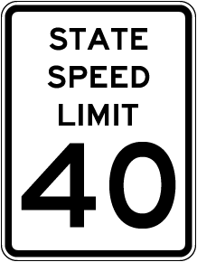 State Speed Limit 40 Sign