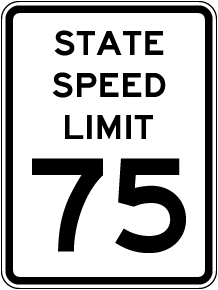 State Speed Limit 75 Sign
