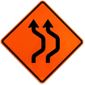 Two Lane Double Reverse Curve Right Sign