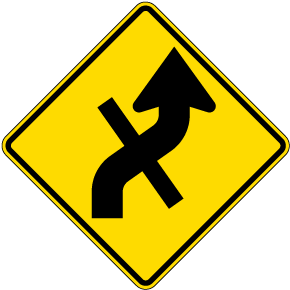  Right Combination Reverse Curve / Cross Road Intersection Sign