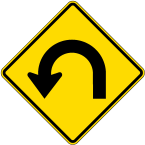 Left 180 Degree (Hairpin) Curve Sign