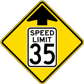 Reduced Speed Limit 35 MPH Sign