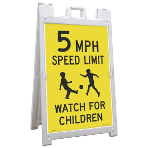 5 MPH Watch For Children Sandwich Board Sign