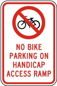 No Bike Parking on Handicap Access Ramp Sign