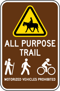 All Purpose Trail Motorized Vehicle Prohibited Sign