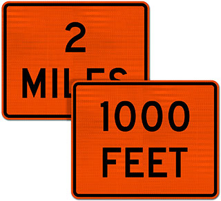 Custom Orange Supplemental Distance (Feet) Sign