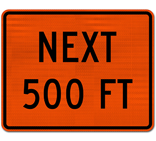 Custom Orange Supplemental Next Distance (Ft) Sign