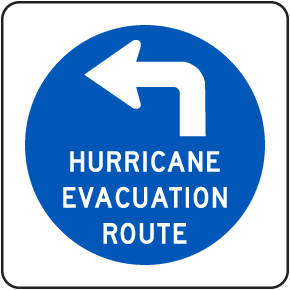 Hurricane Evacuation Route Sign